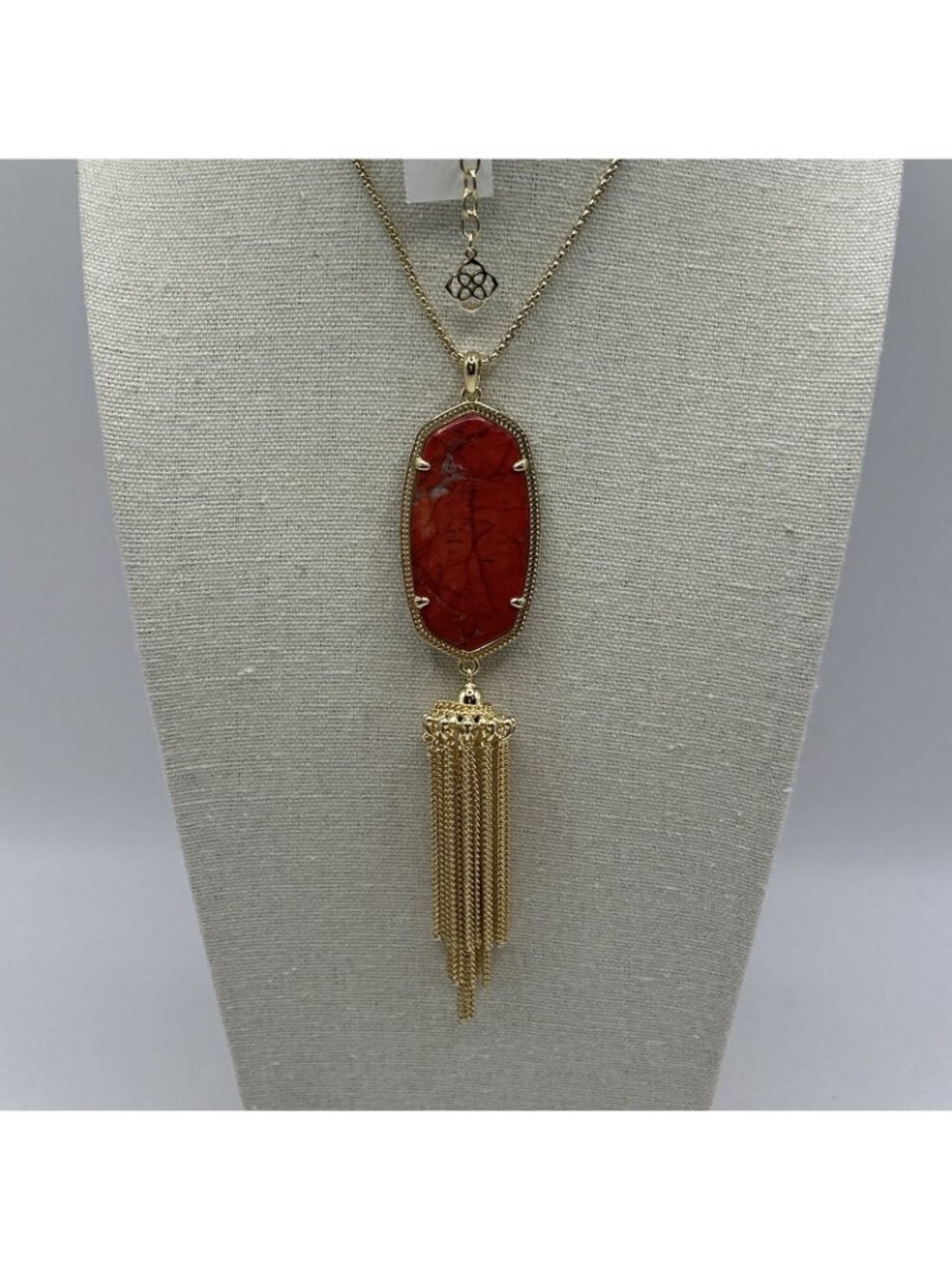 Kendra Scott Rayne Long Pendant Necklace in Bright Red Gold Plated New NWT Boho - Picture 2 of 16